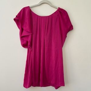 Ava & Viv Pink Wide Flutter Short Sleeve Blouse